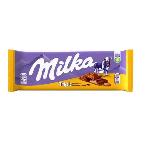 شکلات میلکا تابلت تریپل کارامل (milka) 90 گرم