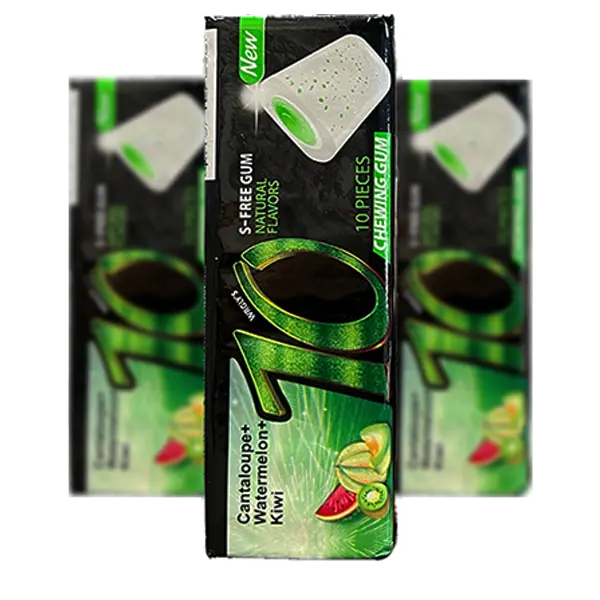 آدامس با طعم طالبي و هندوانه و كيوي 10 (تن) 25 گرم