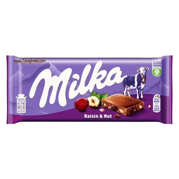 شکلات میلکا تابلت با مغز کشمش وفندق 90 گرم